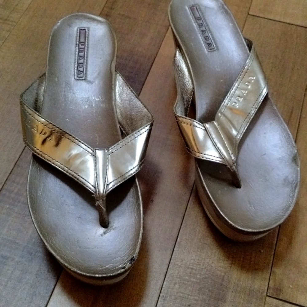 Prada gold heels